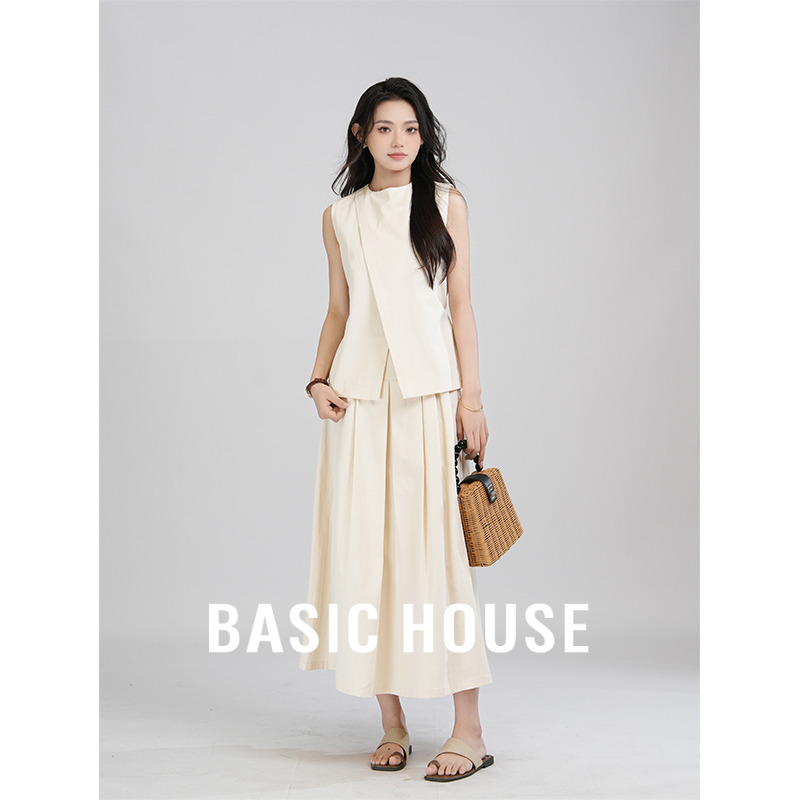 13834156.Basic House/百家好CSM春夏法式设计马甲加西装半身裙两件套装