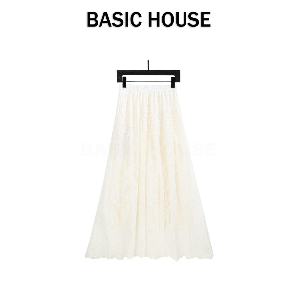 13834103.Basic House/百家好网纱刺绣半身裙蓬松中长款春夏新款百搭时尚