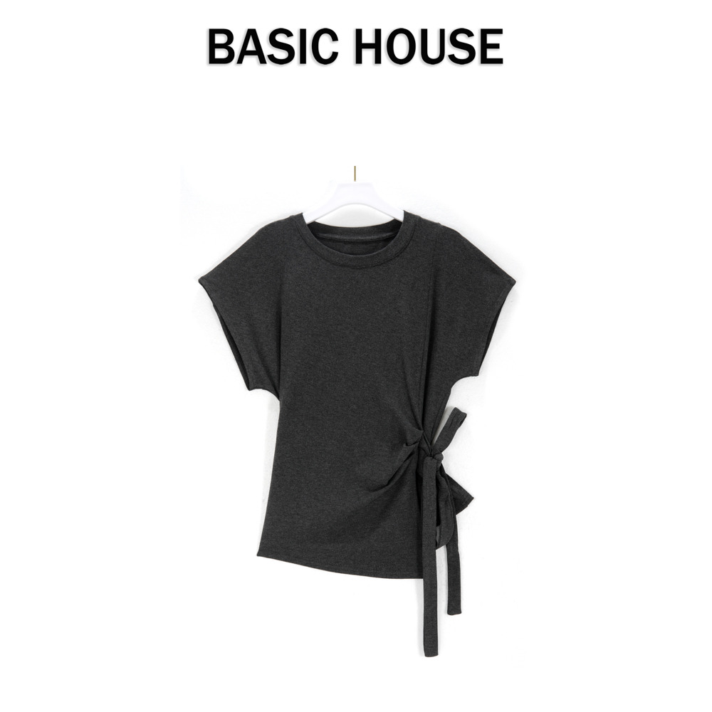 13834143.Basic House/百家好夏季新款韩系纯色圆领上衣显瘦百搭T恤