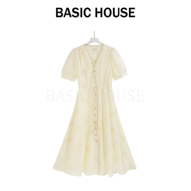 13834157.Basic House/百家好连衣裙显瘦气质夏季夏季小众长款法式优雅