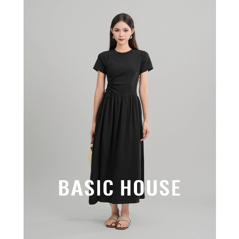 13834114.Basic House/百家好仙气飘飘气质显瘦多巴胺服装女短袖收腰裙子