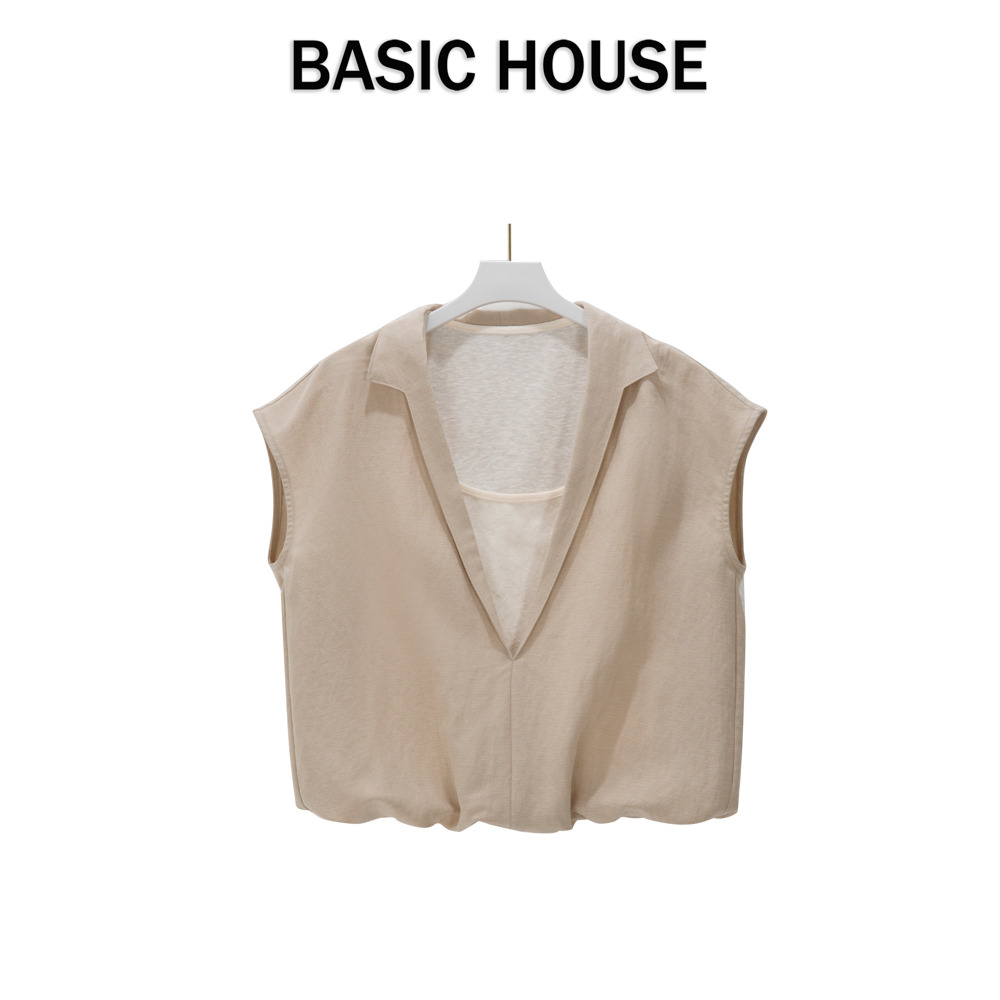 13834094.Basic House/百家好简约气质风减龄显瘦假两件上衣时尚夏季