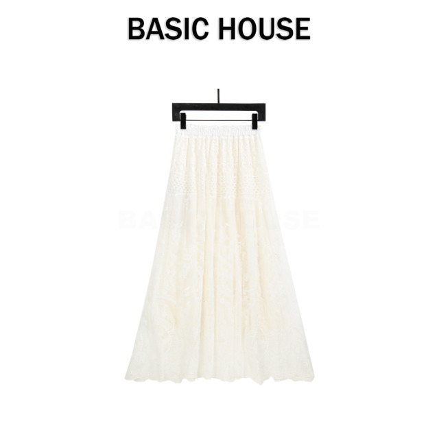 13834103.Basic House/百家好网纱刺绣半身裙蓬松中长款春夏新款百搭时尚
