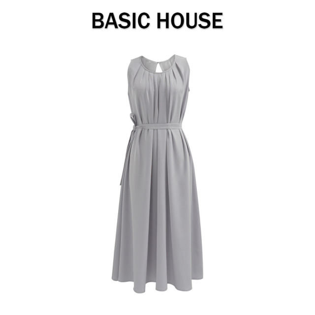 13834154.Basic House/百家好复古收腰时尚显瘦夏季连衣裙新款