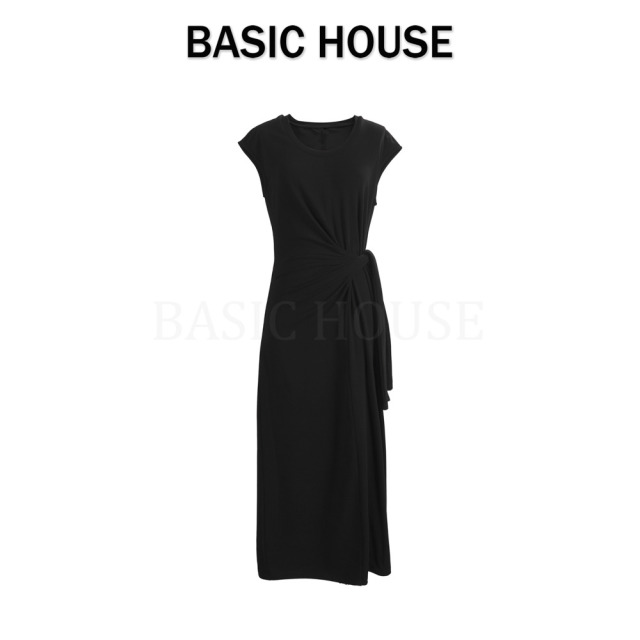 13834120.Basic House/百家好无袖修身系带休闲连衣裙气质长裙