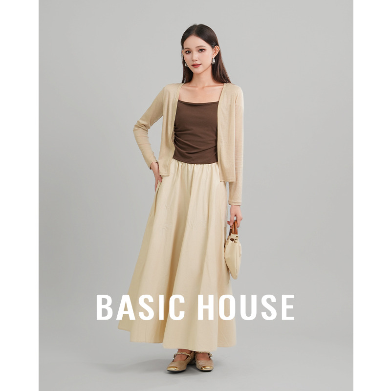 13834109.Basic House/百家好纯欲时尚套装兰知春序风女装宽松开衫套装