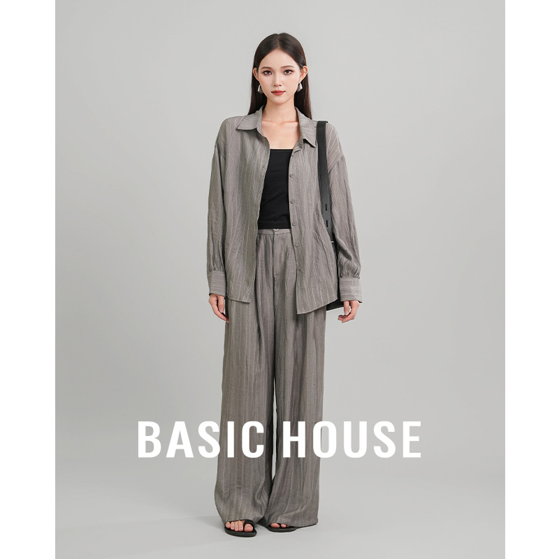 13834076.Basic House/百家好气质流行显瘦衬衫套装