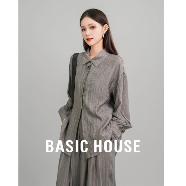 13834076.Basic House/百家好气质流行显瘦衬衫套装