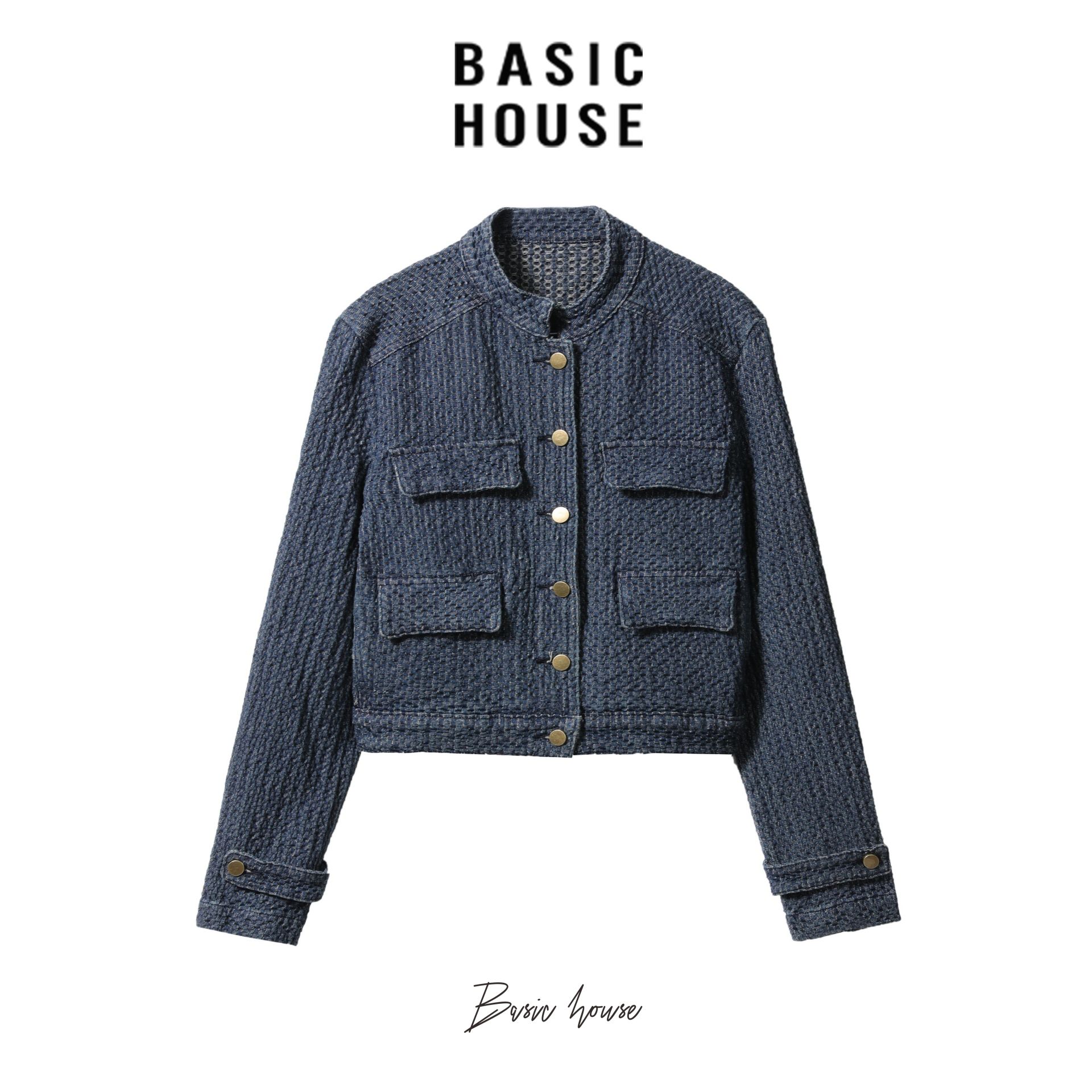 13834042.Basic House/百家好牛仔外套女短款上衣气质女长袖外套女秋季外套
