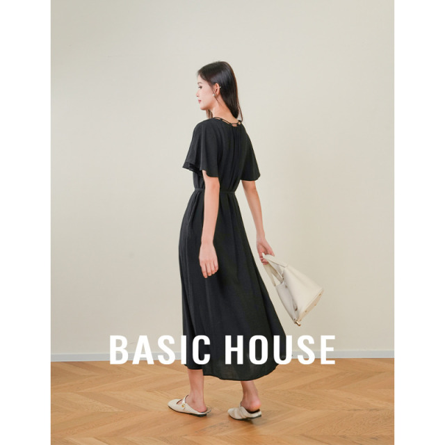 13834058.Basic House/百家好生日裙收腰显瘦轻奢气质裙赫本风
