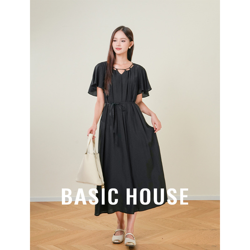 13834058.Basic House/百家好生日裙收腰显瘦轻奢气质裙赫本风