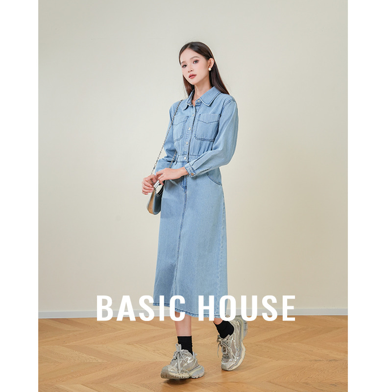 13834047.Basic House/百家好女牛仔裙套装连衣裙收腰显瘦长裙