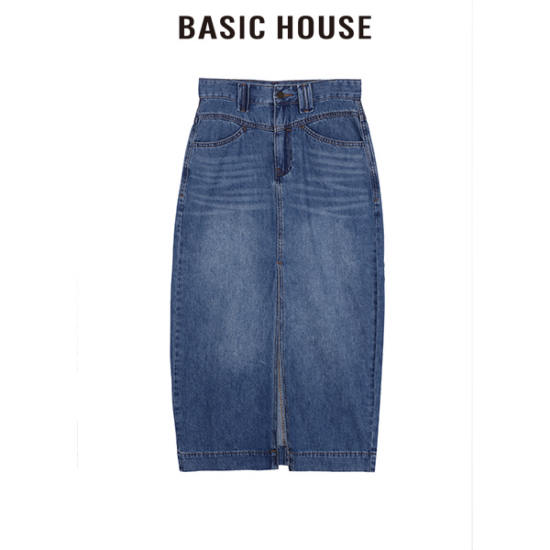 13834032.Basic House/百家好显瘦牛仔半裙