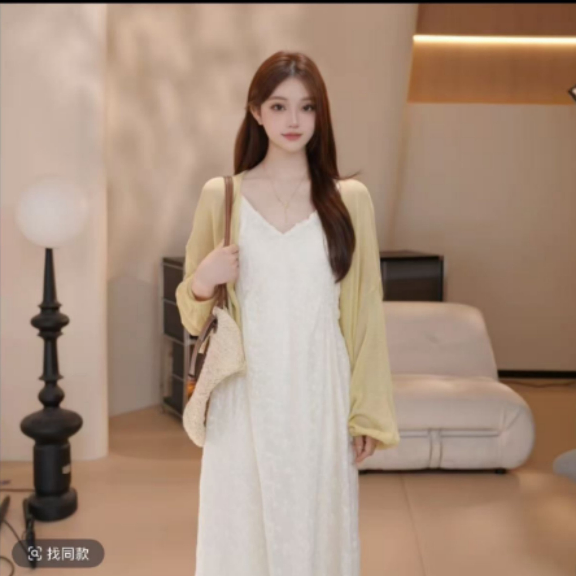 13834011.Basic House/百家好纯欲慵懒风复古格纹白月光女装