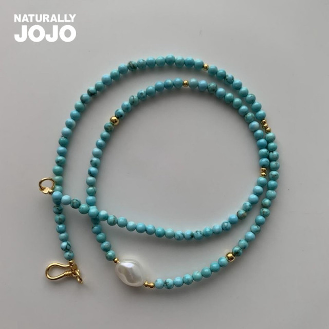 11005961.NATURALLY JOJO 小众法式绿松石巴洛克珍珠项链
