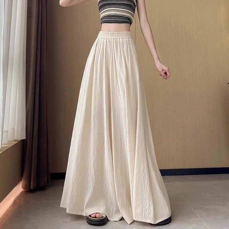 13762241.诗茉琳休闲冰丝速干阔腿裤裙女大码夏季薄款宽松高腰垂感凉凉山本裤