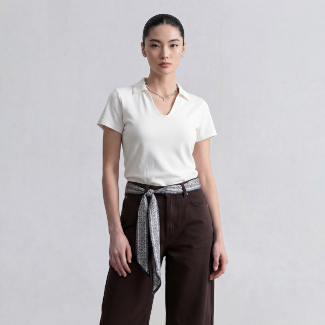 13485035.【凯特·温斯顿】松弛感 miu 风 polo 短袖女夏季宽松显瘦小个子休闲翻领上衣