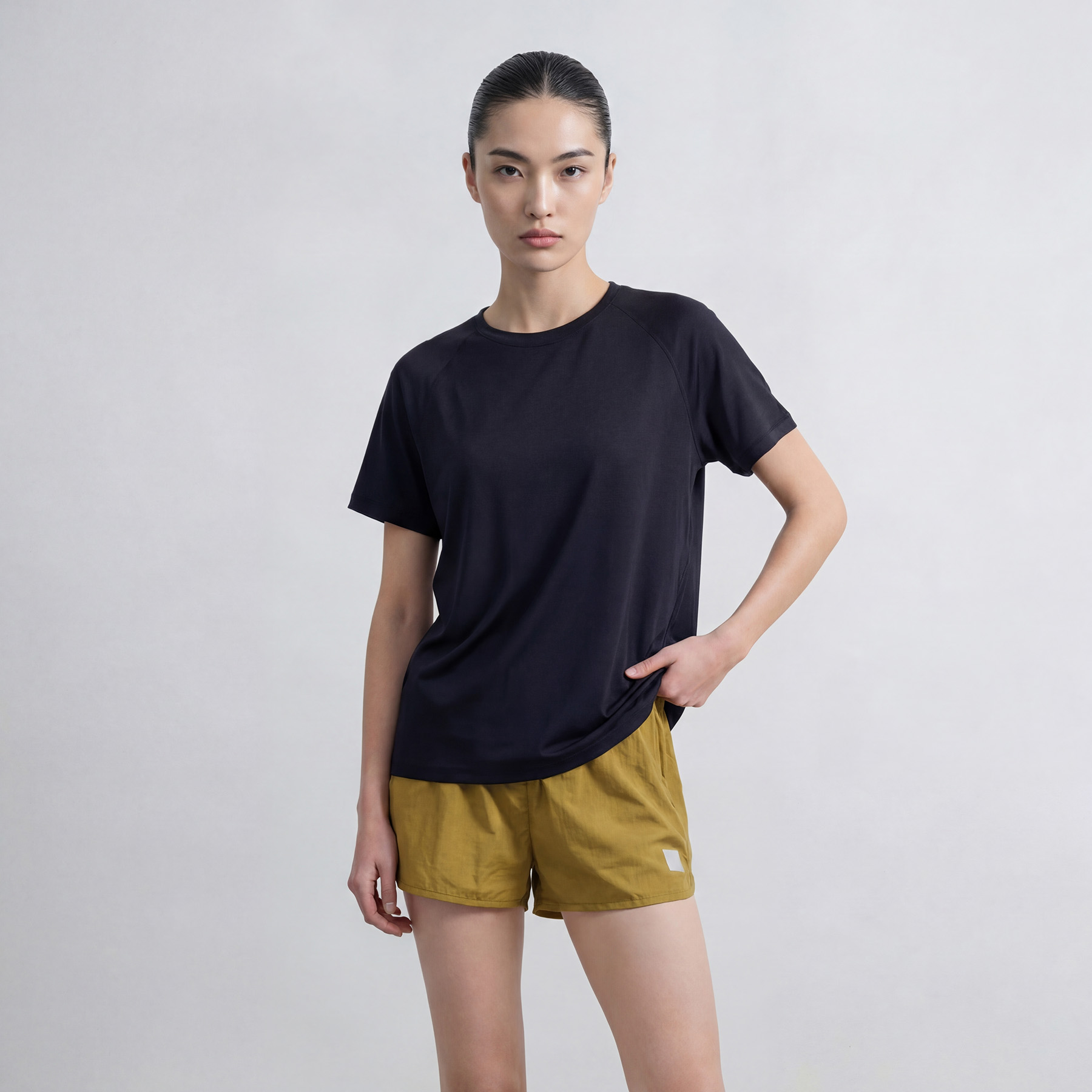 13485031.【凯特·温斯顿】极简风美丽奴羊毛短袖女夏插肩袖圆领宽松显瘦清凉针织 T 恤