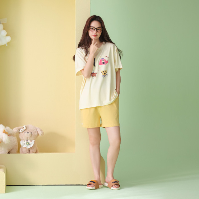13687030.【抗菌新疆棉】卡通显白夏季短袖睡衣多巴胺甜美纯棉少女套装