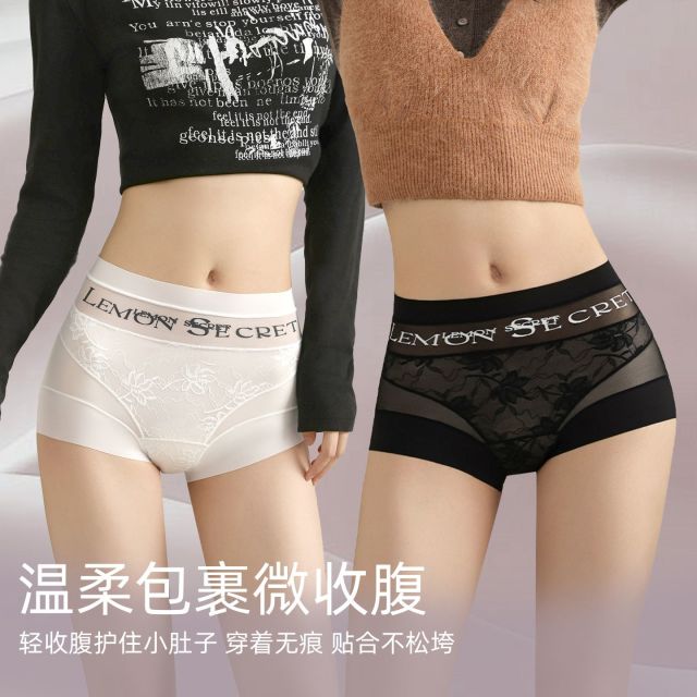 13701061.纯欲花朵蕾丝小平角女士内裤山茶花香氛高弹性感