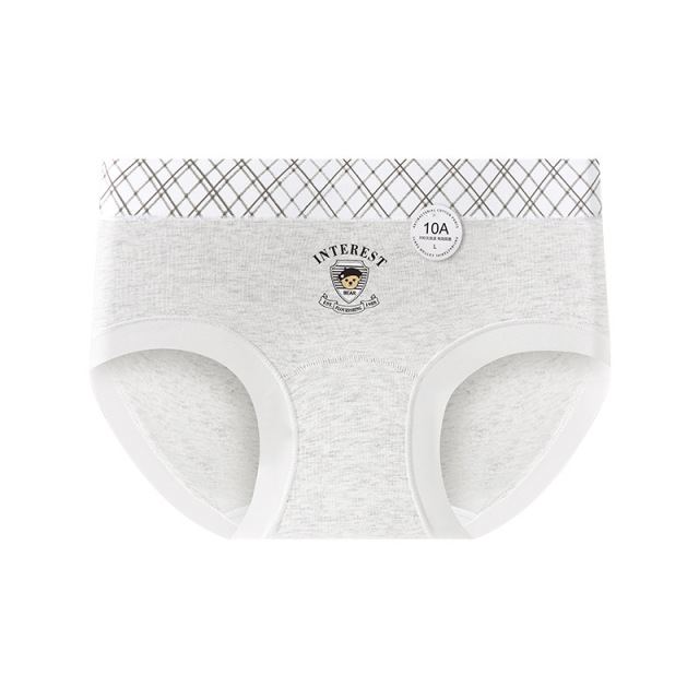 13730946.法厘哒学院风纯棉少女内裤中腰10A抗菌透气裆弹力包臀萌趣菱格棉女内裤