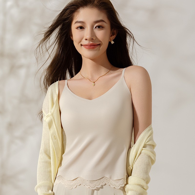 13734696.法厘哒外穿美背中长款纯色背心内搭带胸垫无痕内衣打底大码吊带背心女