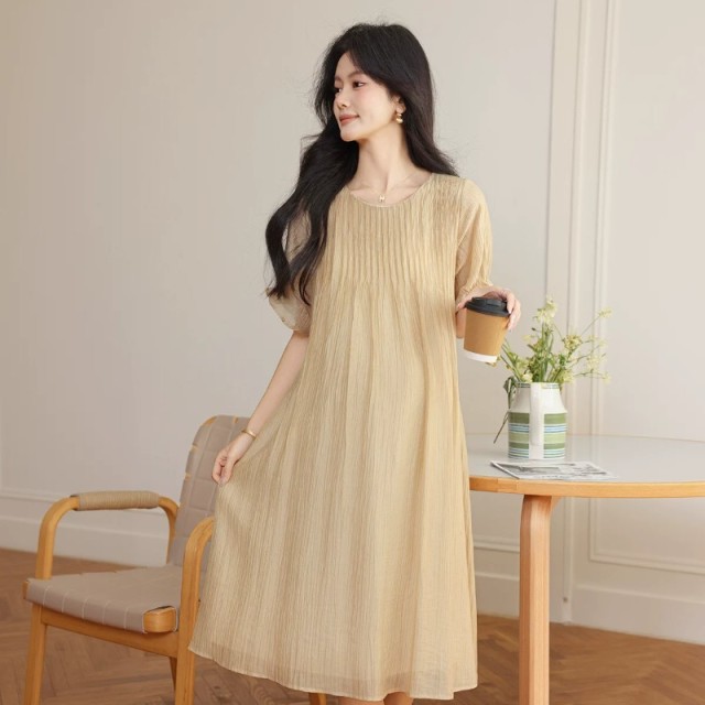 13675200.婧麒孕妇天丝连衣裙2026新款夏季宽松大码孕期轻奢高级感气质裙子