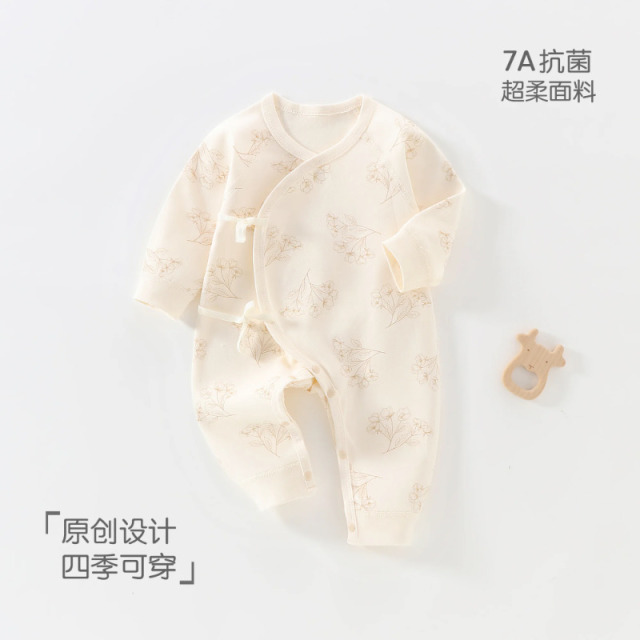 13857387.JQ婧麒婴儿连体衣秋冬纯棉新生儿偏襟护肚衣服宝宝哈衣爬服蝴蝶衣