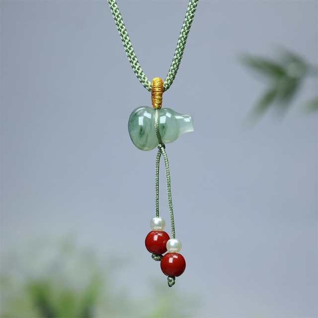 13629025.【0点秒杀】新疆天山翠福禄项链葫芦吊坠【12x16mm】每一个飘花都不同 多样性发一