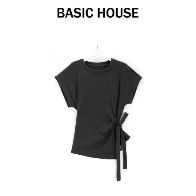 13834143.Basic House/百家好夏季新款韩系纯色圆领上衣显瘦百搭T恤