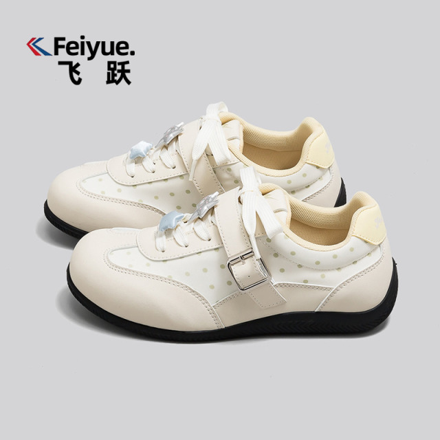 13505342.飞跃女鞋高颜值波点德训鞋2026春夏季新款百搭休闲鞋学生校园板鞋