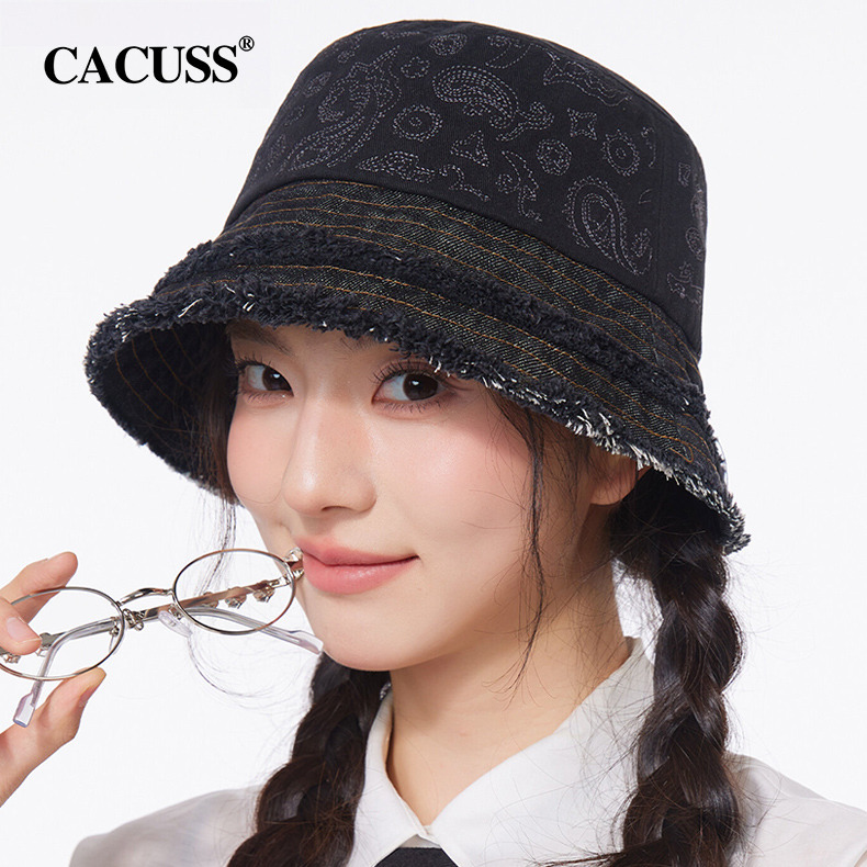 13509356.100%纯棉 CACUSS 牛仔拼接渔夫帽