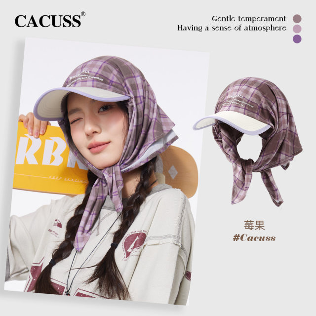 13509413.CACUSS【格子滑板帽】休闲绑带撞色头巾遮阳鸭舌帽