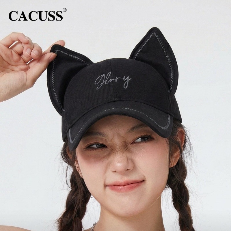 13509584.【100% 斜纹棉 猫耳鸭舌帽子】CACUSS 甜酷个性棒球帽