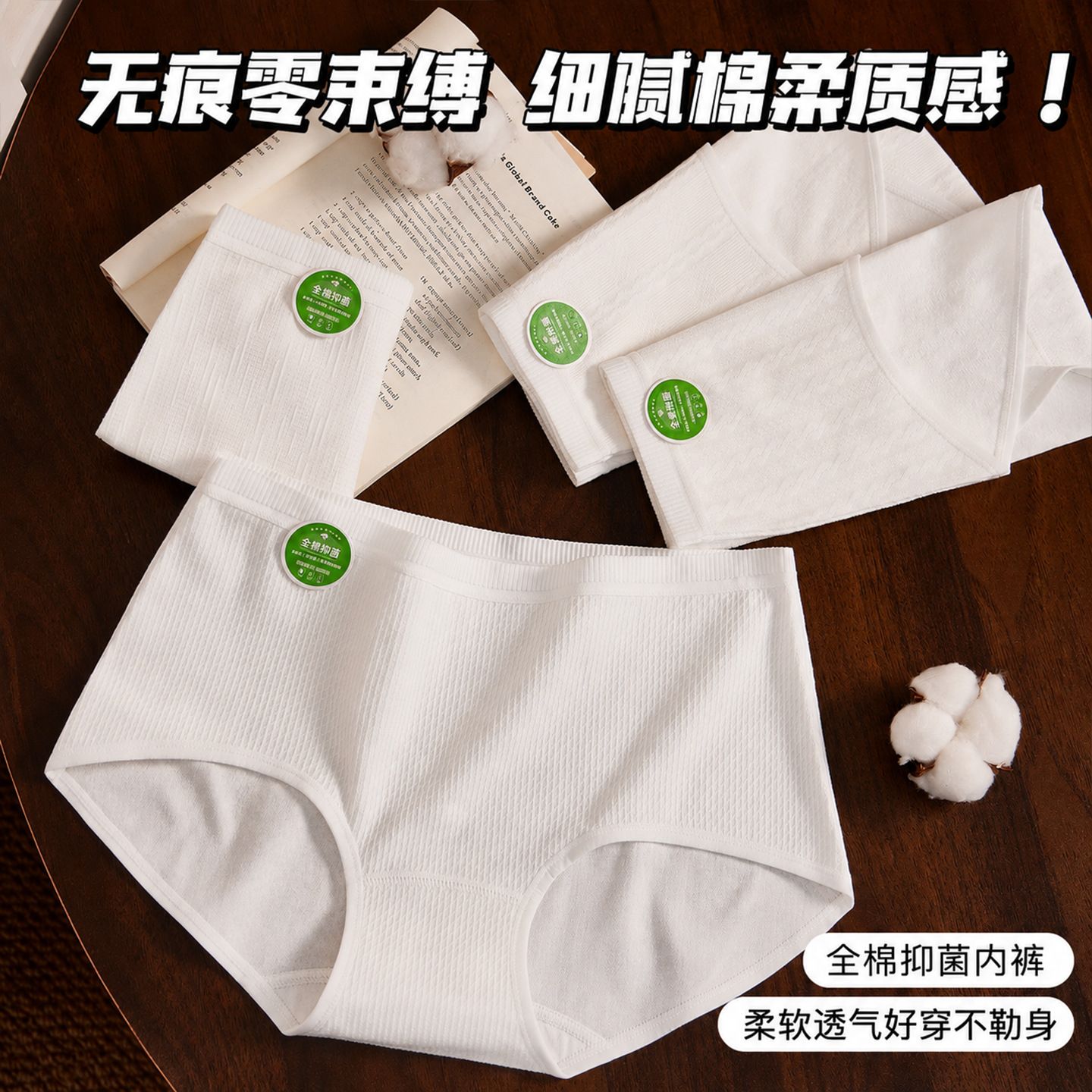 13747154.意达鸟A类婴儿棉女士内裤 10A抑菌原棉平角内裤女 全棉裆透气内裤女平角