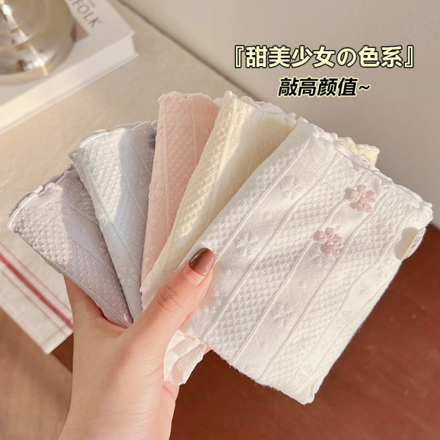 13747949.意达鸟(5条装)5A全裤抑菌女士纯棉内裤A类婴儿棉提花少女全棉档中腰舒适三角裤