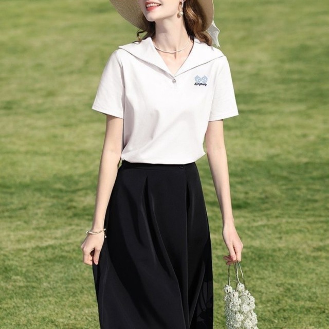 13762641.诗茉琳复古海军领刺绣短袖T恤女2026夏季新款气质通勤休闲百搭显瘦上衣