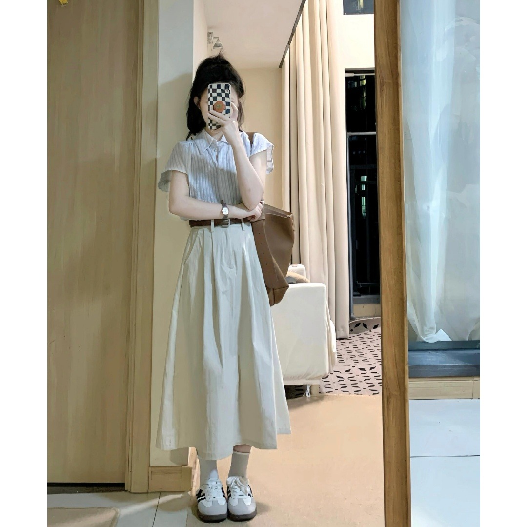 13762596.诗茉琳夏装搭配一整套盐系轻熟穿搭法式复古通勤气质衬衫裙子时尚套装女