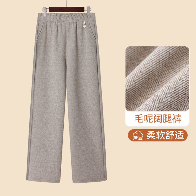 13773516.妈妈装松紧高腰百搭休闲呢子休闲裤JLFTM811