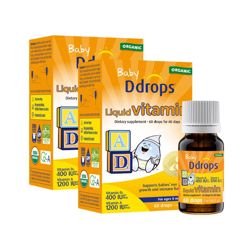 13532366.【2盒装】Ddrops 滴卓思婴儿维生素AD滴剂 (D3 400IU+维A1200IU)1.7ML