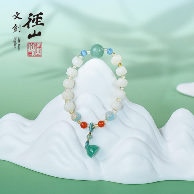 13825616.径山金丝玉白玉菩提莲花手串