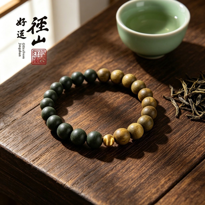 13826184.径山茶香珠绿檀手串