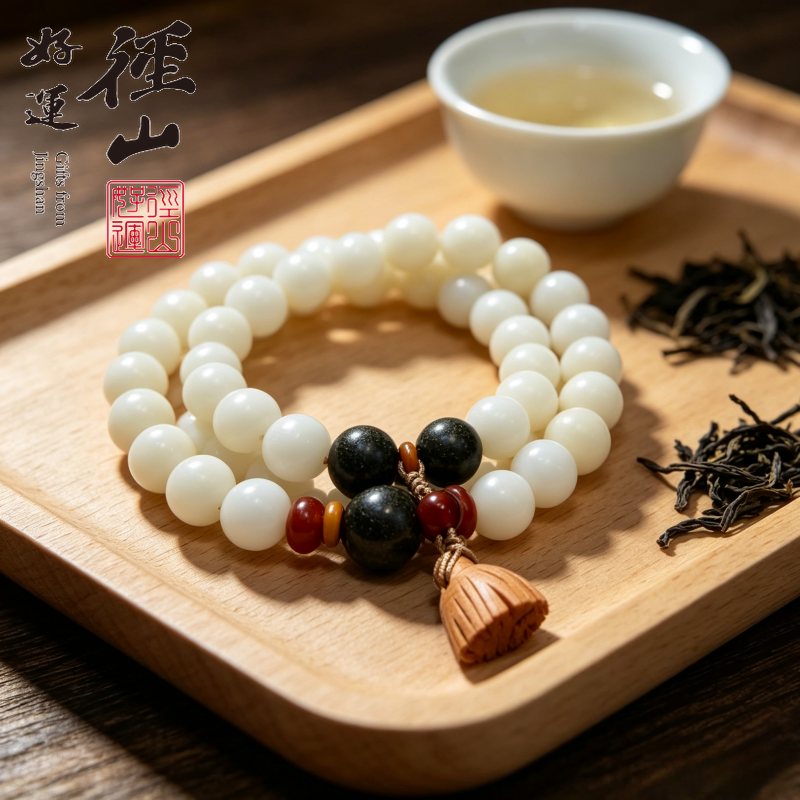 13826230.径山茶香珠奶豆菩提双圈手串
