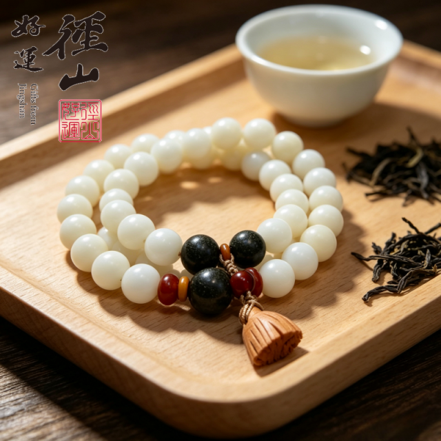 13826230.径山茶香珠奶豆菩提双圈手串