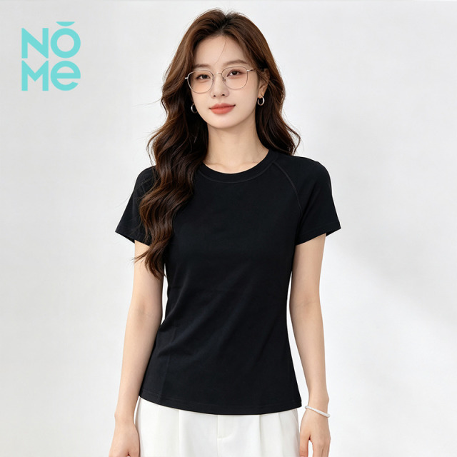 13531095.NOME新款潮流印花T恤女款修身显瘦亲肤透气圆领短款上衣