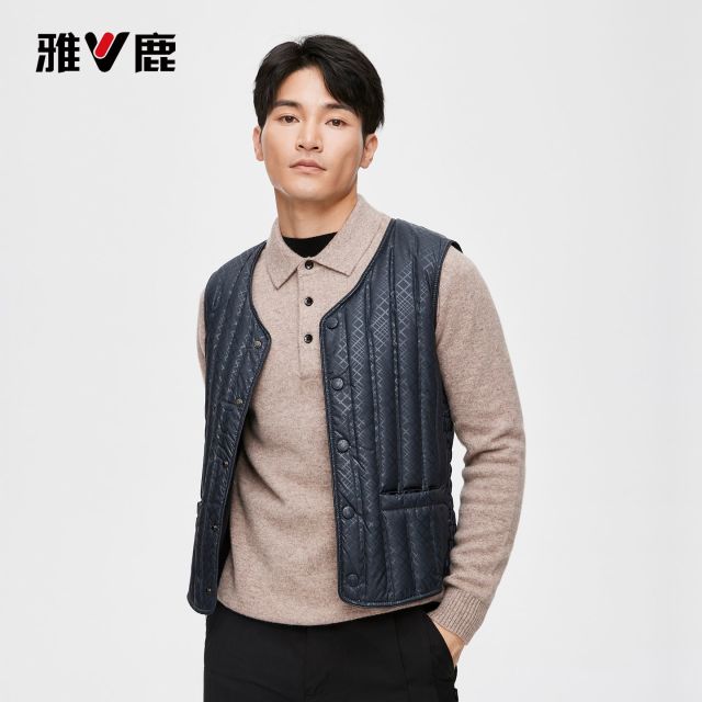 13836753.雅鹿男士羽绒马甲内穿秋冬季轻薄保暖背心 中年爸爸贴身内胆坎肩不跑绒 防寒背心