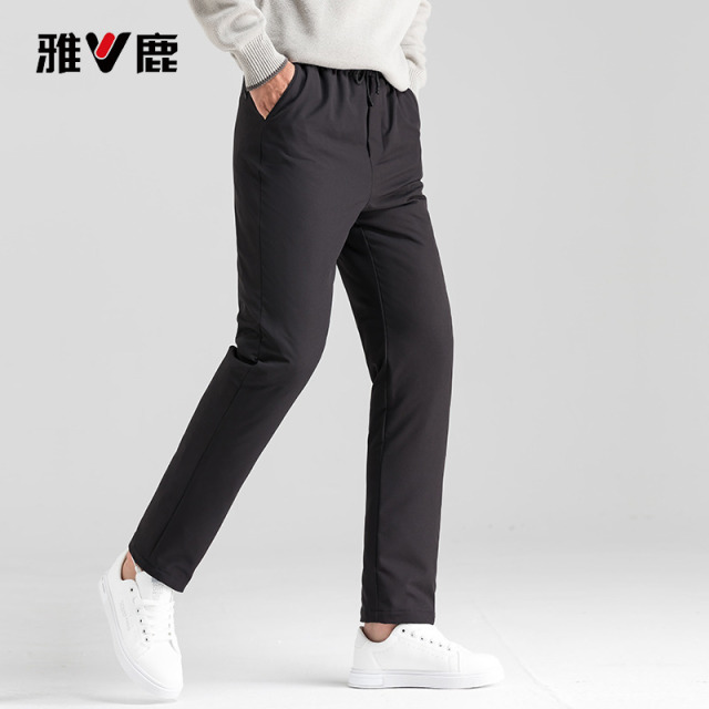 13837223.雅鹿2026新款 正品羽绒裤男款秋冬外穿松紧腰百搭西裤式 90 白鸭绒抗寒保暖长裤子