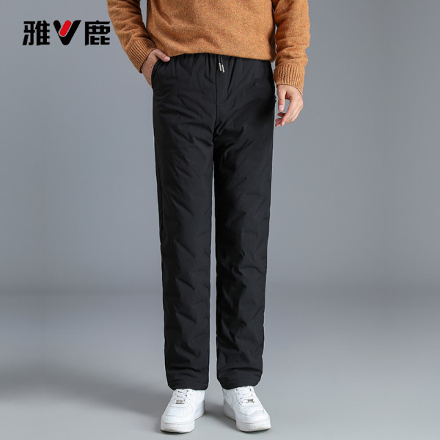 13745856.雅鹿男士冬季羽绒裤 90 白鸭绒填充防风抗寒直筒休闲裤百搭轻便保暖长裤