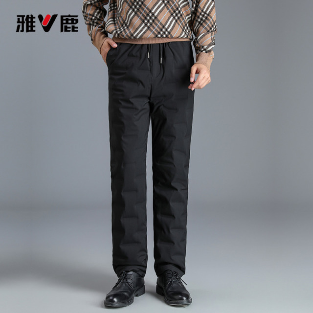 13836749.雅鹿冬季雅鹿男士外穿羽绒裤 90 白鸭绒高保暖超轻盈松紧腰直筒百搭防寒裤