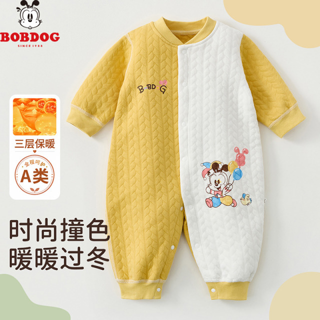 13757143.巴布豆【无骨A类纯棉】婴儿连体衣薄棉夹棉男女小宝宝春秋衣服婴幼外出服